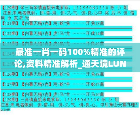 最准一肖一码100%精准的评论,资料精准解析_通天境LUN301.05